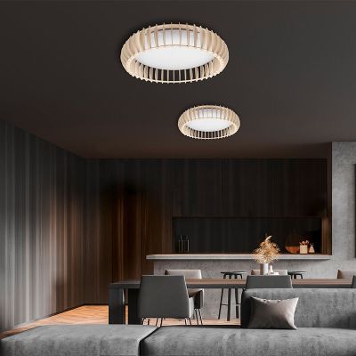 Lampe plafond moderne blanche, Bilge, 38W, blanc chaud à froid réglable LED, avec télécommande