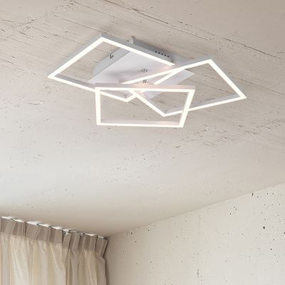 Lampe plafond moderne blanche, Bibiana, 28W, blanc chaud à froid réglable LED, avec télécommande