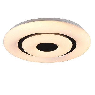 Plafonnier connecté moderne blanc, Rinske, 16W, blanc chaud à froid réglable LED, avec télécommande