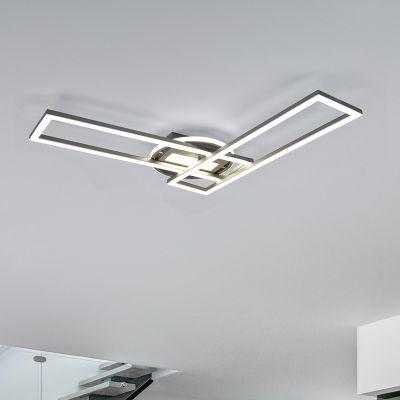 Lampe plafond moderne nickel, Jadon, 30W, blanc chaud à froid réglable LED