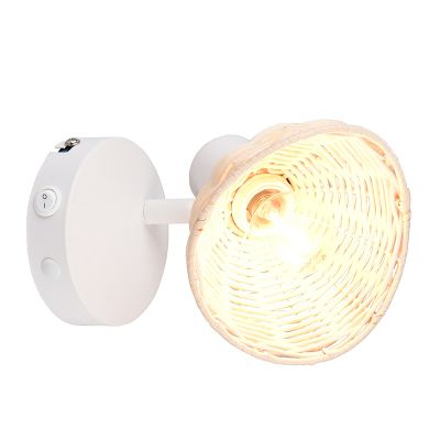 Applique murale en rotin marronne, Sijmen, avec interrupteur