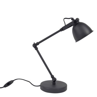 Lampe de table noire industrielle, Ferdy, avec interrupteur