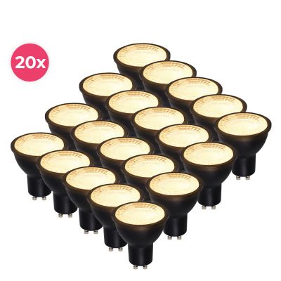 20-pack regulable Noir LED GU10 place Antonie, 5 Watt 2700K (Blanc Chaud)