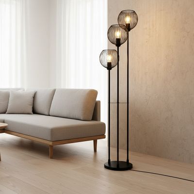 Lampadaire noir industriel, Wiro, avec interrupteur
