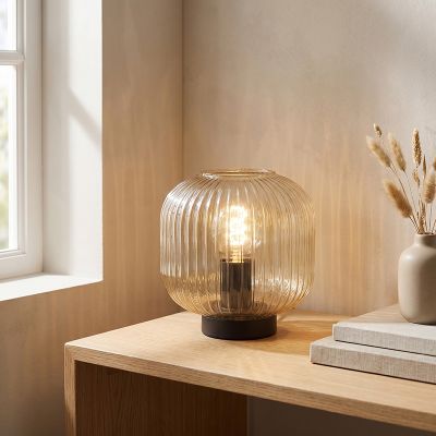 Lampe de table ambre design, Charlois, avec interrupteur