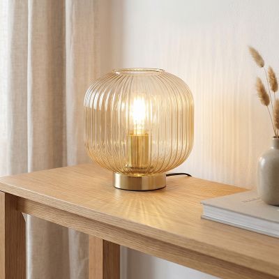 Lampe de table ambre design, Charlois, avec interrupteur