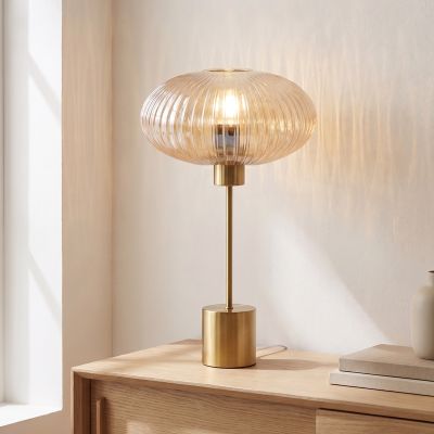 Lampe de table ambre design, Charlois, avec interrupteur