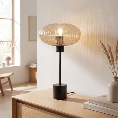Lampe de table ambre design, Charlois, avec interrupteur