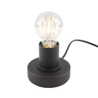 Lampe de table sans abat-jour noire moderne, Rika, avec interrupteur