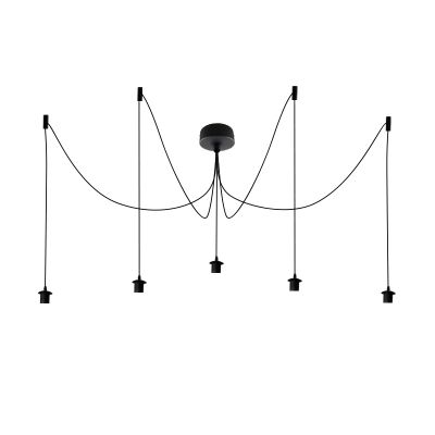 Suspension sans abat-jour noire en aluminium, Rika