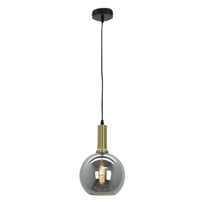 Suspension sans abat-jour dorée en aluminium, Rika
