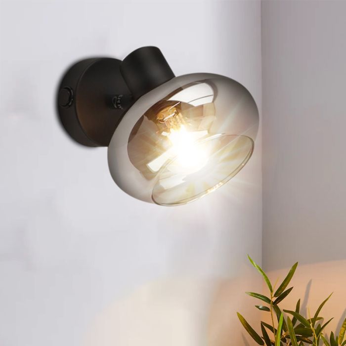 Spot mural noir design, Skip, avec interrupteur