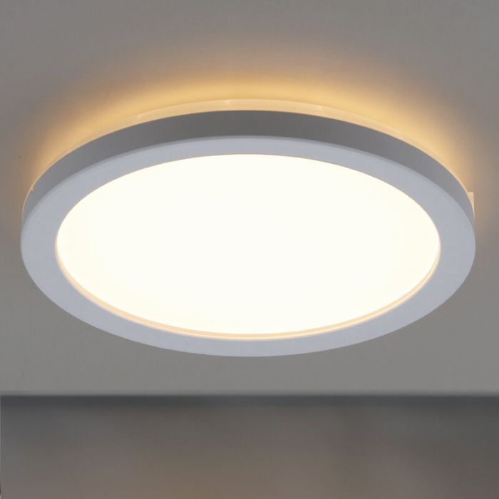 Plafonnier salle de bain blanc en plastique, Shivani, 15W, 3000K LED, IP44