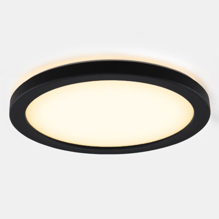 Plafonnier salle de bain noir en plastique, Shivani, 15W, 3000K LED, IP44