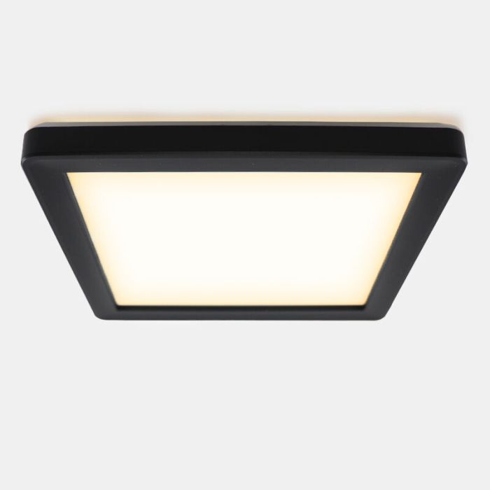 Plafonnier salle de bain noir en plastique, Shivani, 8W, 3000K LED, IP44
