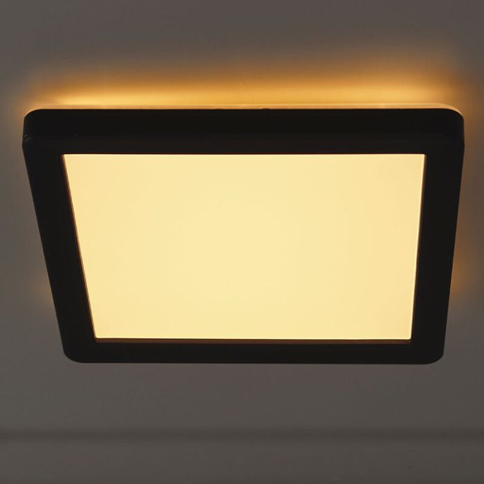 Plafonnier salle de bain noir en plastique, Shivani, 8W, 3000K LED, IP44