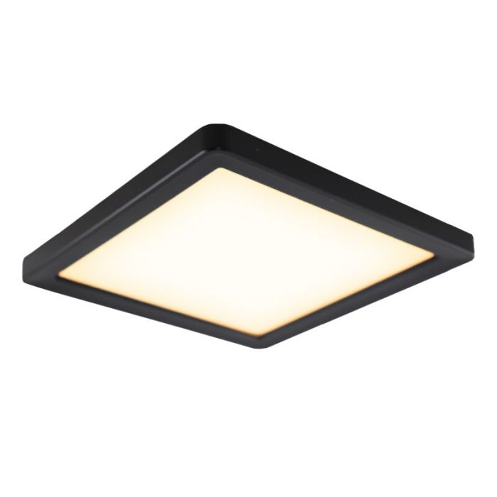 Plafonnier salle de bain noir en plastique, Shivani, 8W, 3000K LED, IP44