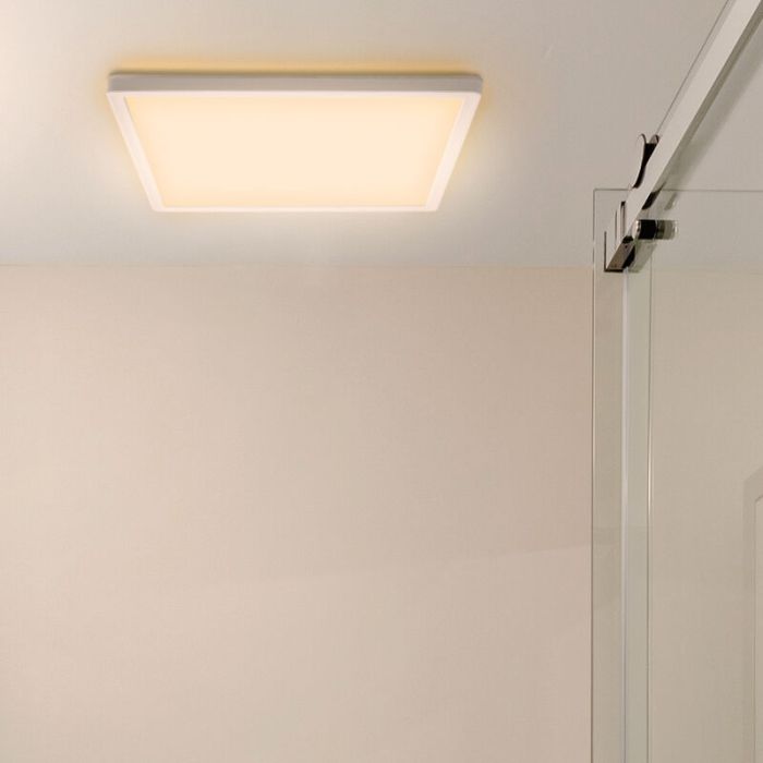 Lampe plafond blanche en plastique, Shona, 18W, 3000K LED, gradable en 3 étapes