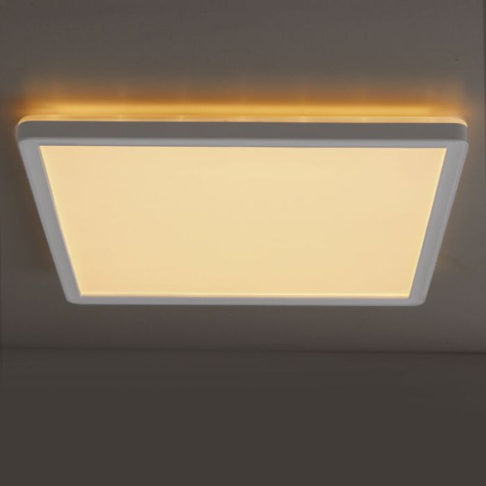 Lampe plafond blanche en plastique, Shona, 18W, 3000K LED, gradable en 3 étapes