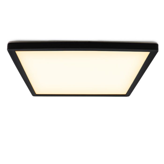 Lampe plafond noire en plastique, Shona, 18W, 3000K LED, gradable en 3 étapes