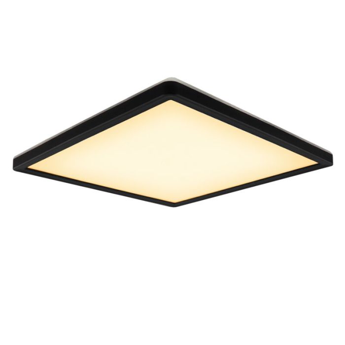 Lampe plafond noire en plastique, Shona, 18W, 3000K LED, gradable en 3 étapes