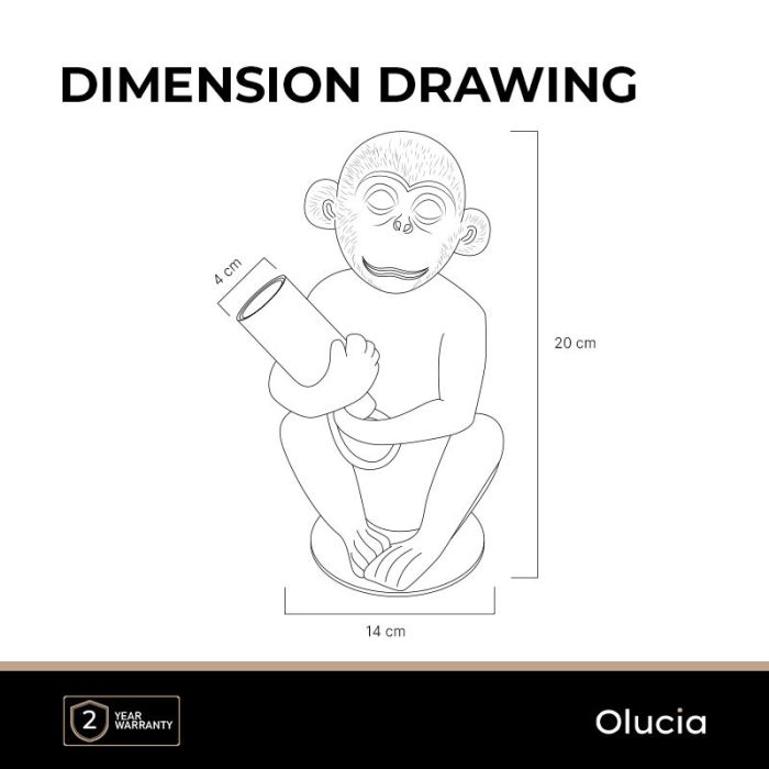 Lampe de table noire moderne, Monkey, avec interrupteur