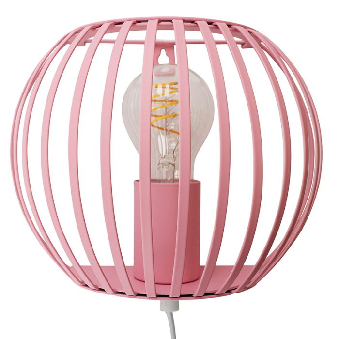 Applique murale rose industrielle, Lieve, avec interrupteur