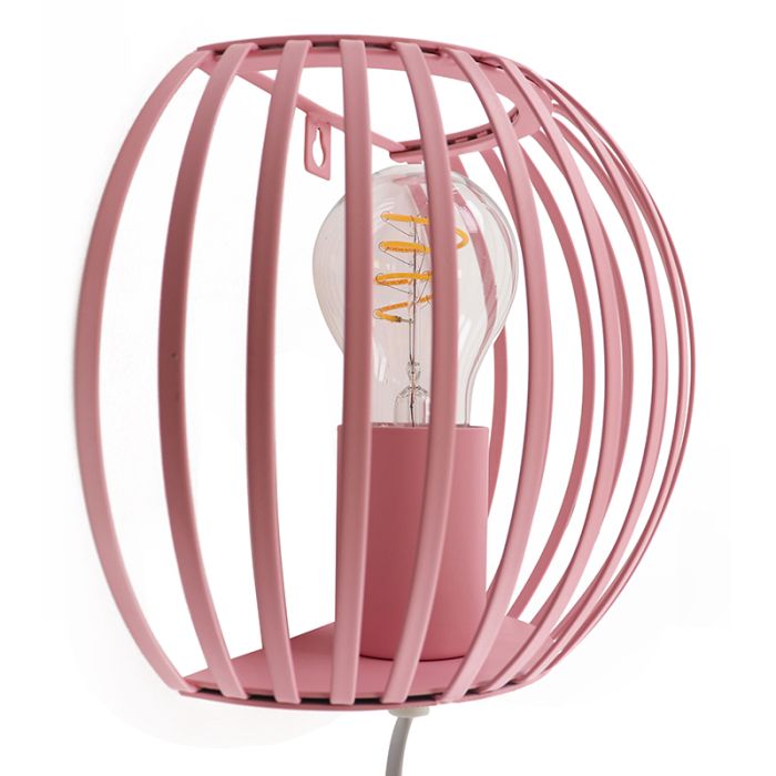 Applique murale rose industrielle, Lieve, avec interrupteur
