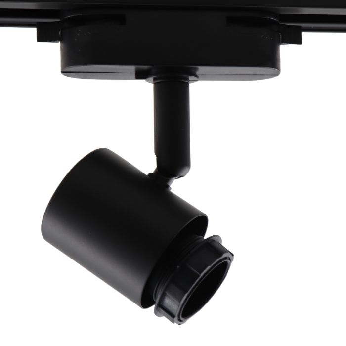 Spot de système de rail monophasé noir en plastique,
