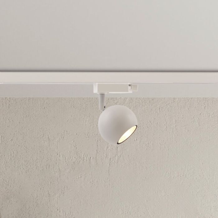 Spot de système de rail monophasé blanc moderne, Alco