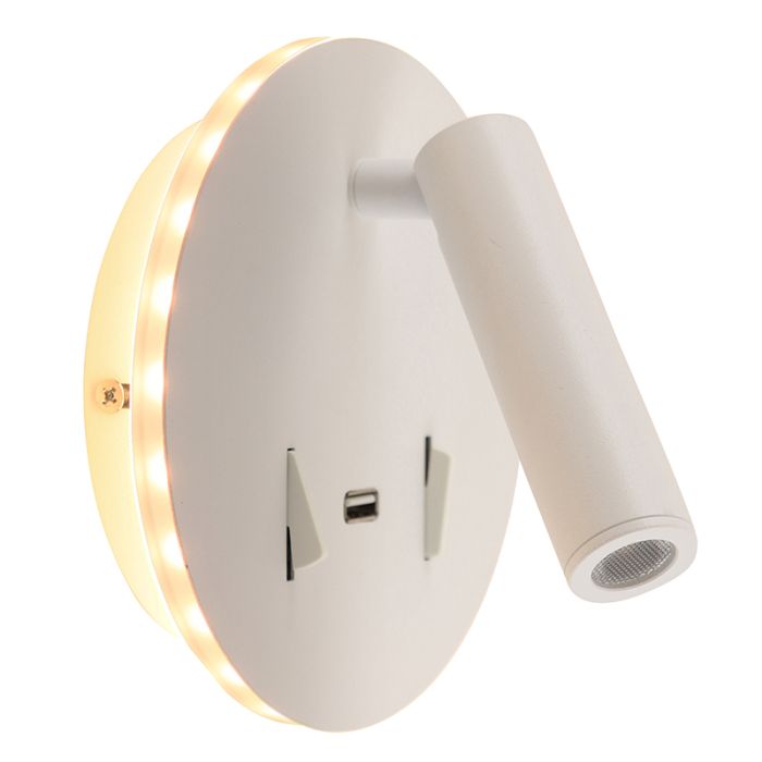 Applique murale blanche moderne, Alec, 9W, 3000K LED, avec interrupteur