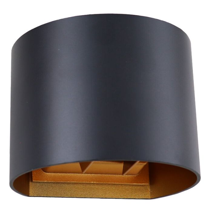 Applique up and down noire avec intérieur doré, Dion, 6W, 2700K LED, IP65