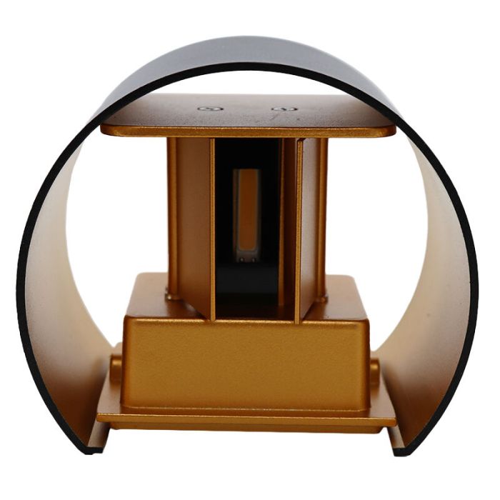 Applique up and down noire avec intérieur doré, Dion, 6W, 2700K LED, IP65
