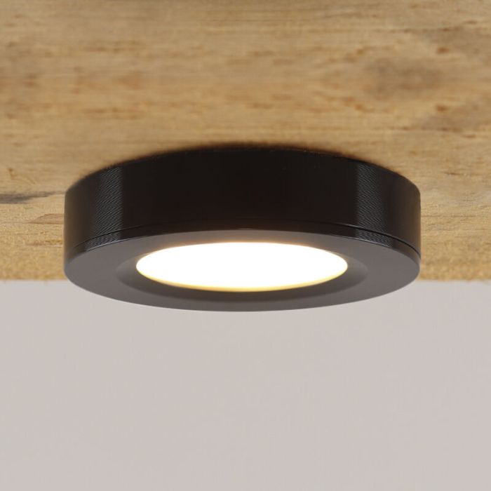 Lampe ronde sous placard de cuisine, noir