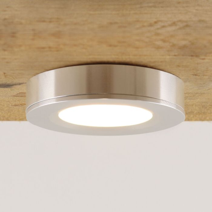 Lampe ronde sous placard de cuisine, argent
