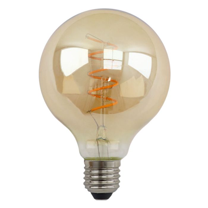 Dimmable E27 ampoule LED, Tuelo, G95, 4w, ambre verre, 2200K