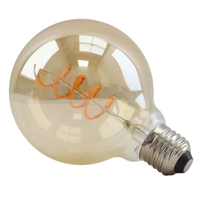 Dimmable E27 ampoule LED, Tuelo, G95, 4w, ambre verre, 2200K