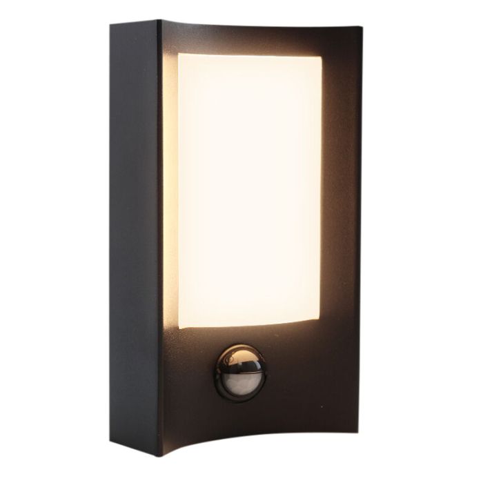 Applique extérieur avec détecteur de mouvement noire moderne, Loris, 6W, 3000K LED, IP44