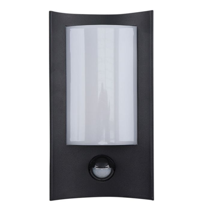 Applique extérieur avec détecteur de mouvement noire moderne, Loris, 6W, 3000K LED, IP44