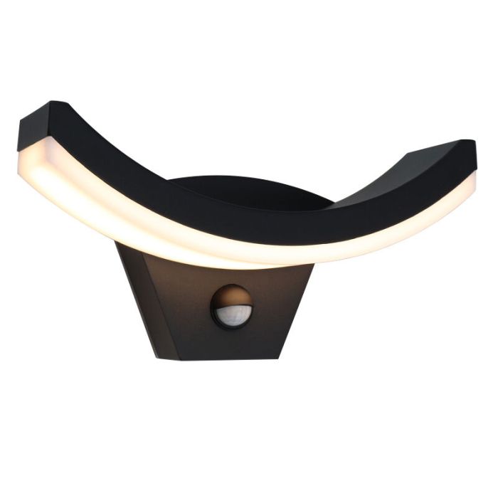 Applique extérieur avec détecteur de mouvement noire moderne, Annemay, 7W, 3000K LED, IP54
