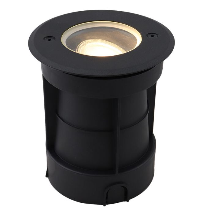 Spot encastré extérieur noir en aluminium, Catamarca, IP65, faisceau lumineux orientable