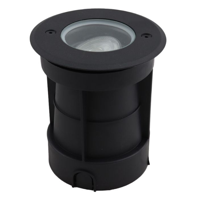 Spot encastré extérieur noir en aluminium, Catamarca, IP65, faisceau lumineux orientable