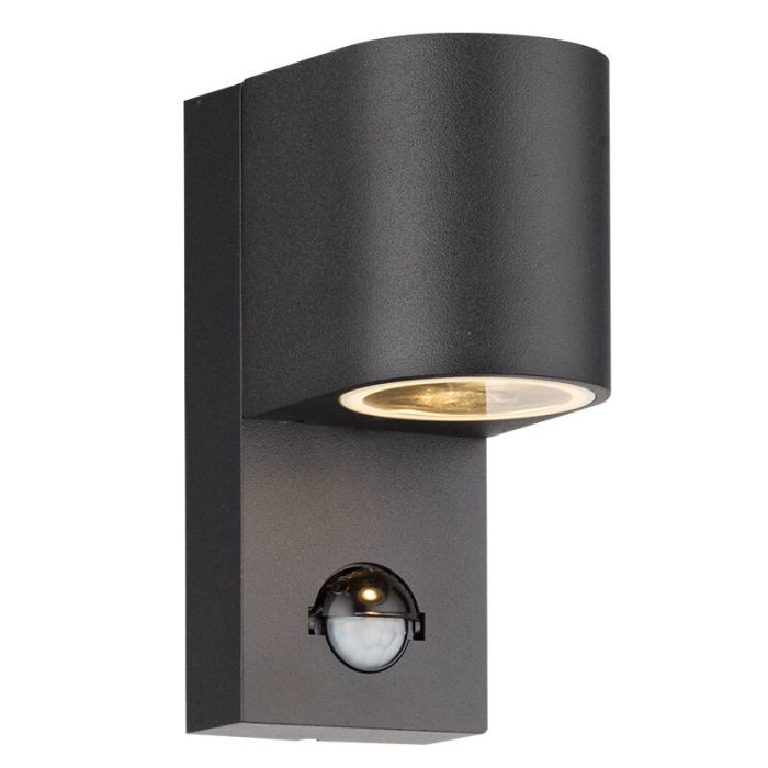 Applique extérieur avec détecteur de mouvement noire moderne, Corina, IP54