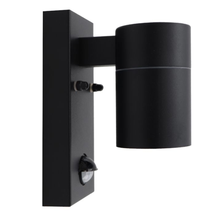 Applique extérieur avec détecteur de mouvement noire moderne, Pedro, IP44