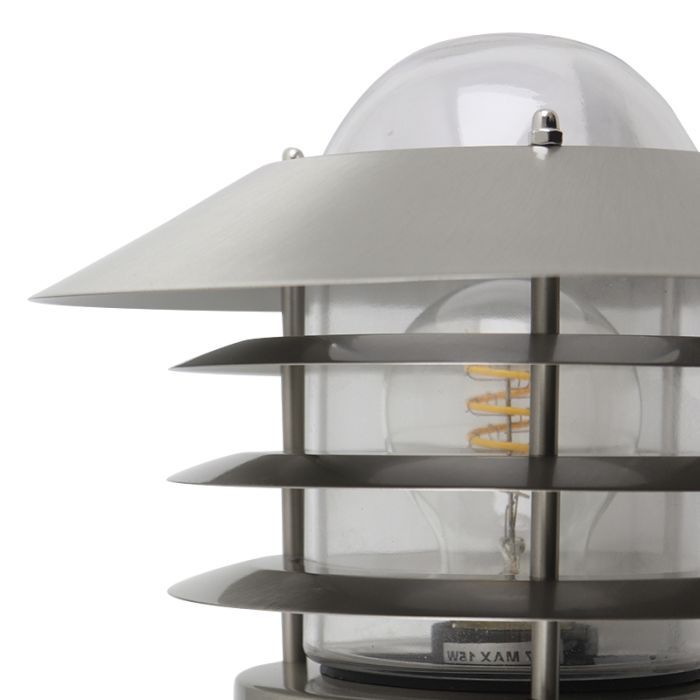 Luminaire extérieur argenté en acier inoxydable, Felice, IP44