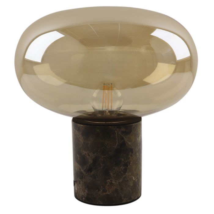 Lampe de table en marbre ambre, Alan, avec interrupteur