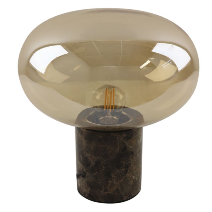 Lampe de table en marbre ambre, Alan, avec interrupteur