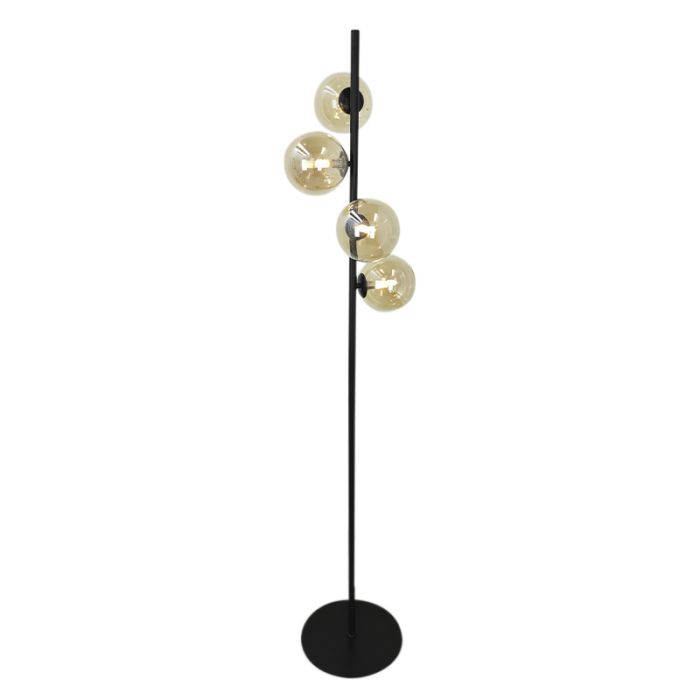 Lampadaire ambre design, Remo, avec interrupteur