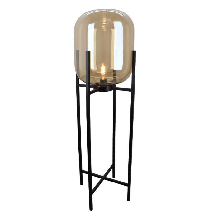 Lampadaire ambre rétro, Roxy, avec interrupteur