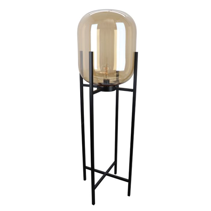 Lampadaire ambre rétro, Roxy, avec interrupteur